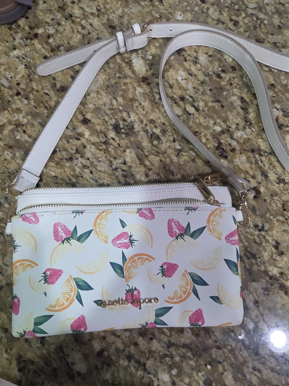 Nanette Lepore Cream Citrus & Strawberry Crossbody Bag